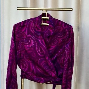 Magenta,paisley,silk wrapped blouse large